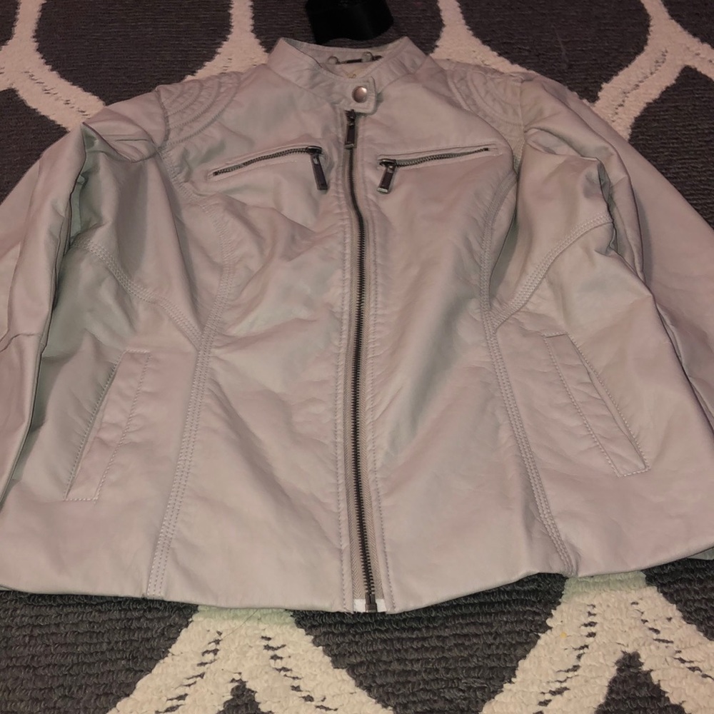 Gray leather jacket